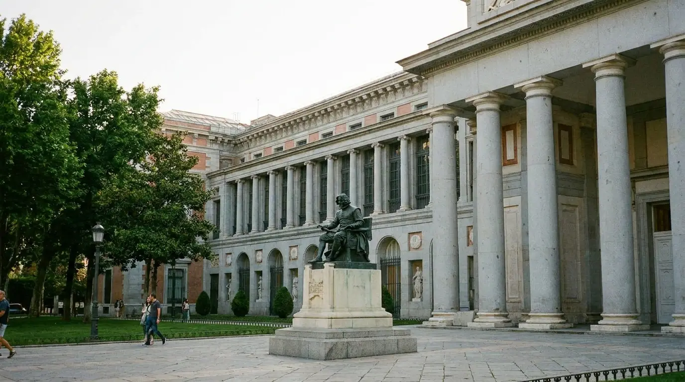 Fachada del Museo del Prado antes de una visita guiada